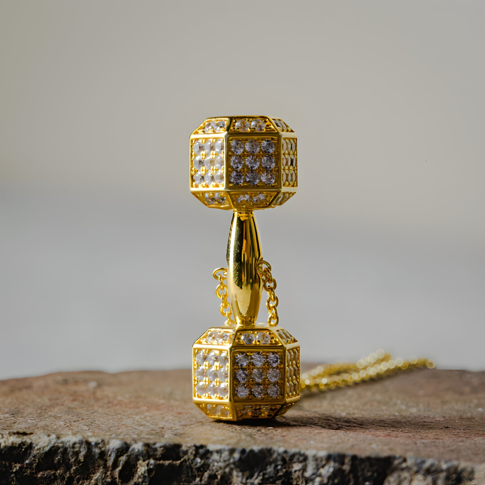 18k White Gold Dumbbell Necklace
