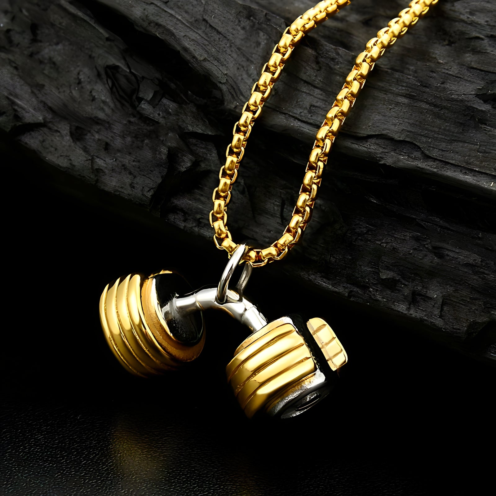 18k Gold Dumbbell Necklace