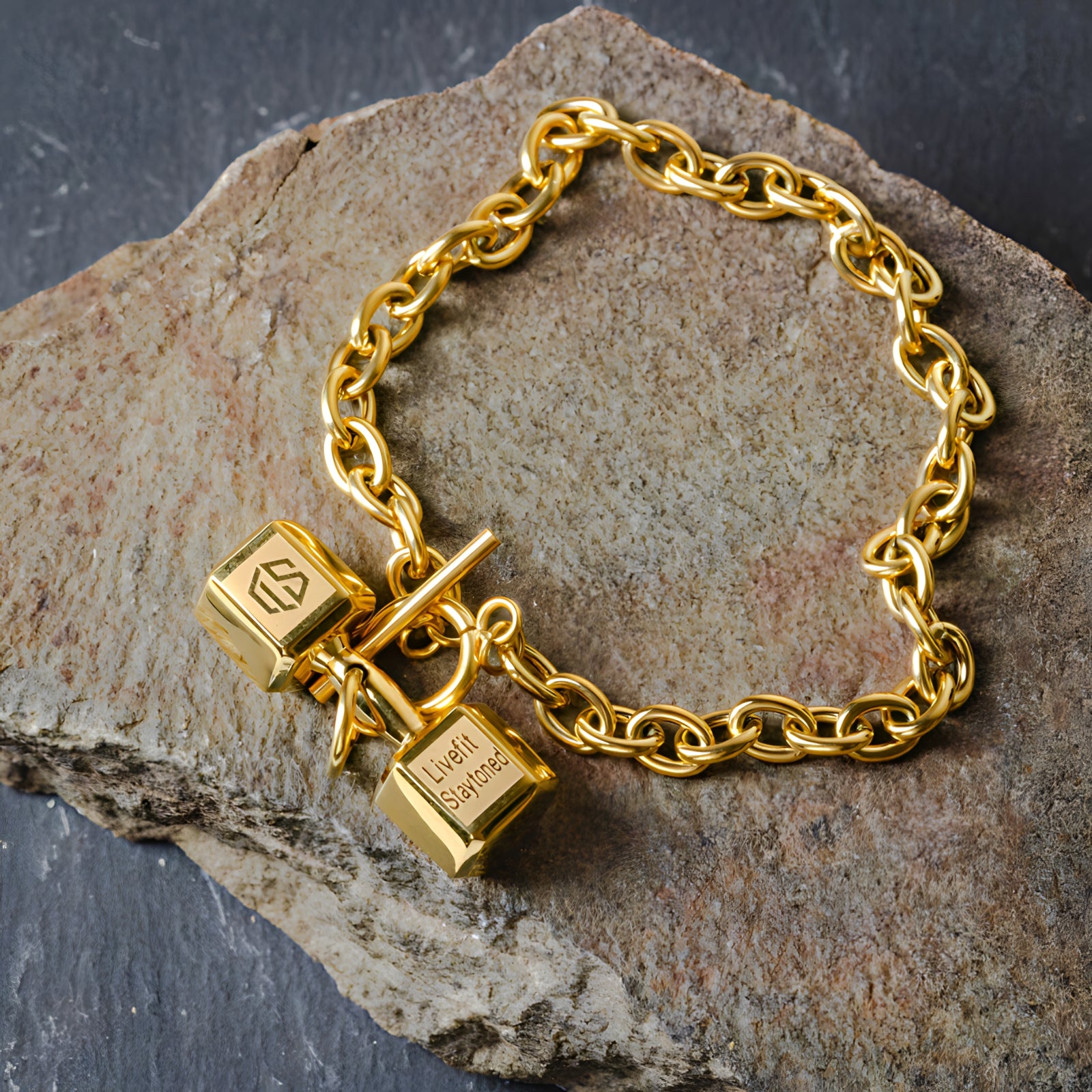 Heart Lock Rose Gold Stainless Steel Dual Chain Bracelet For Women – ZIVOM