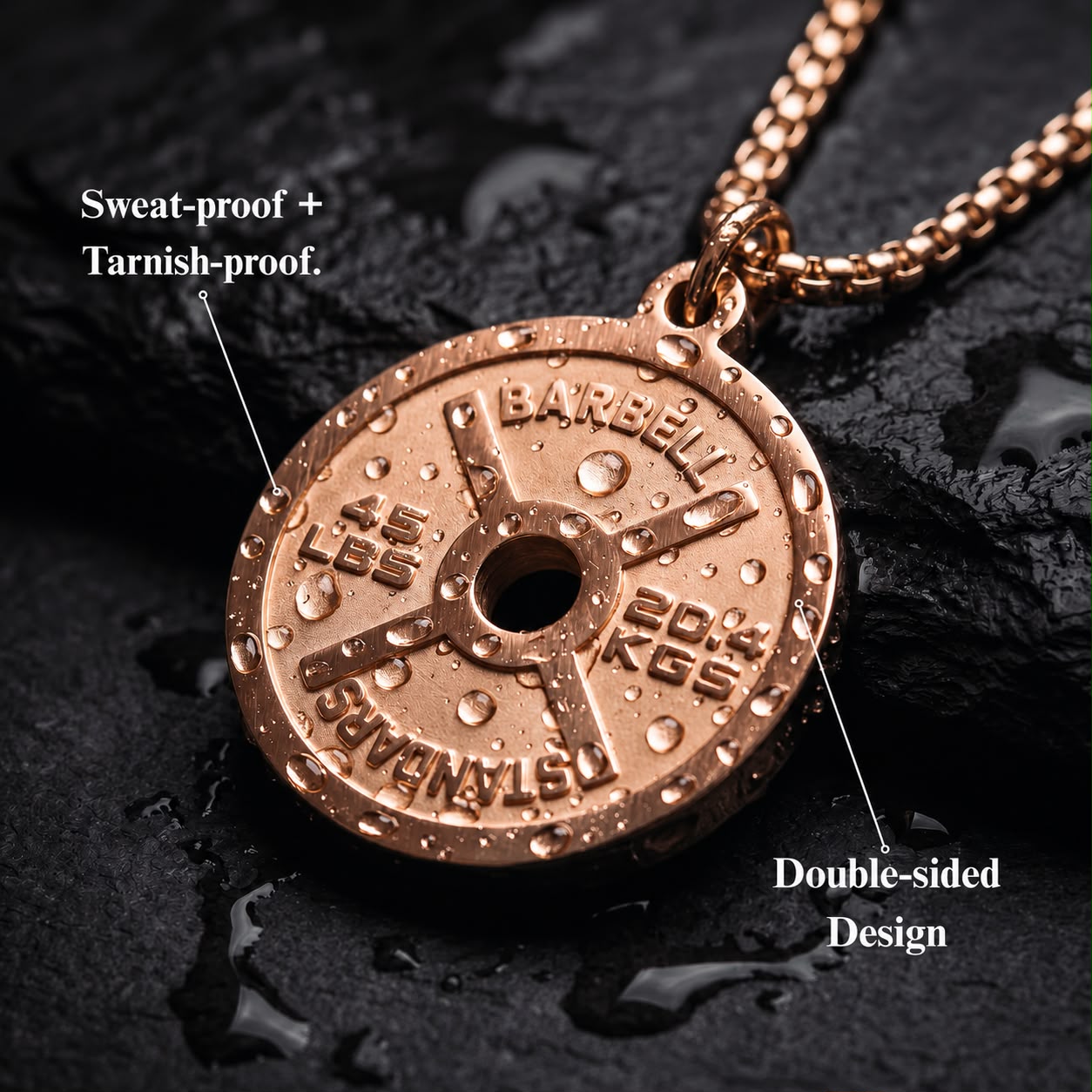 NEW Rose Gold Classic Weight Plate Necklace