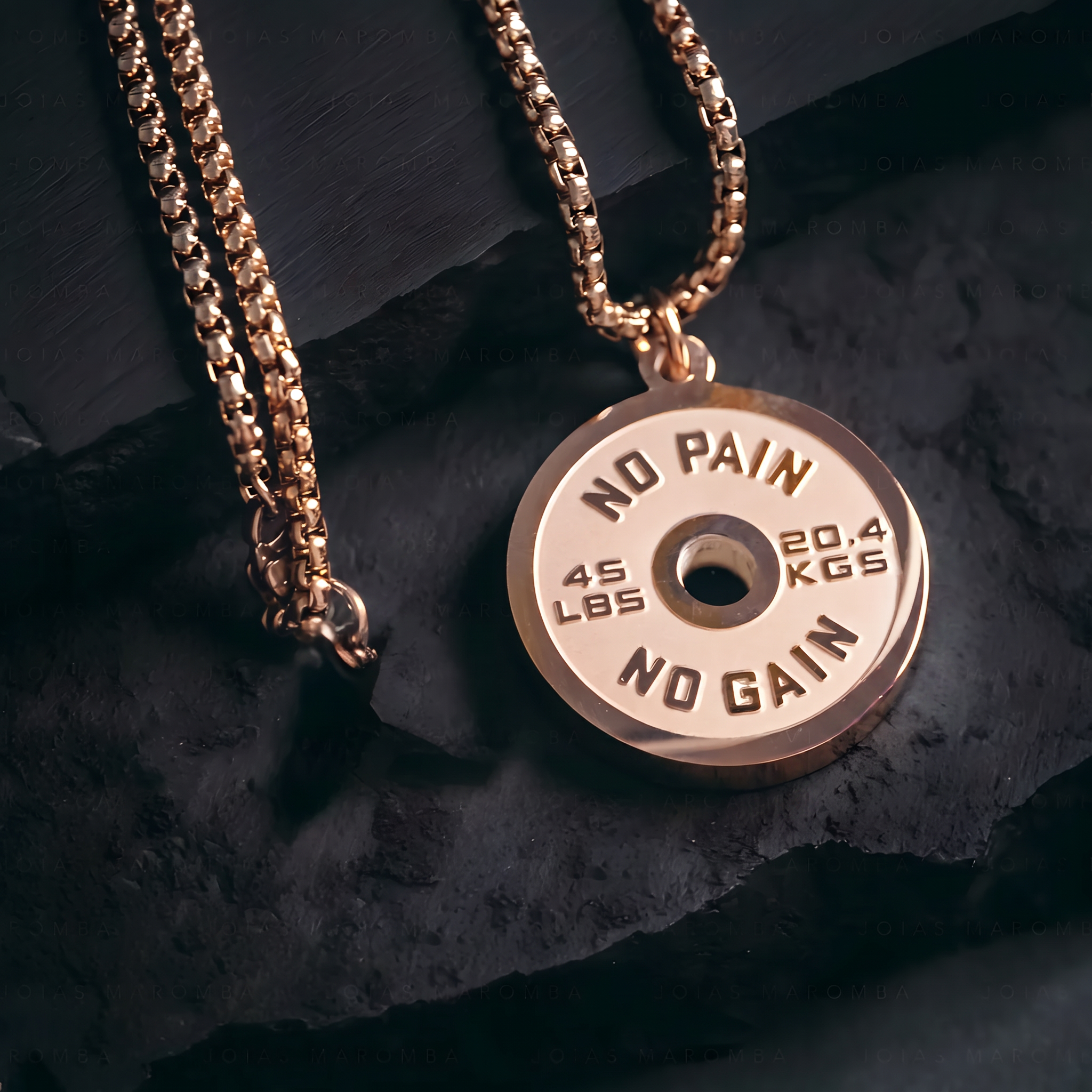 Classic Weight Plate Necklace – Rose Gold Titanium