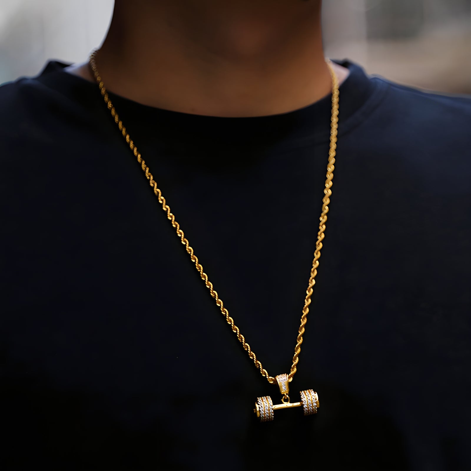 Dumbbell clearance chain necklace