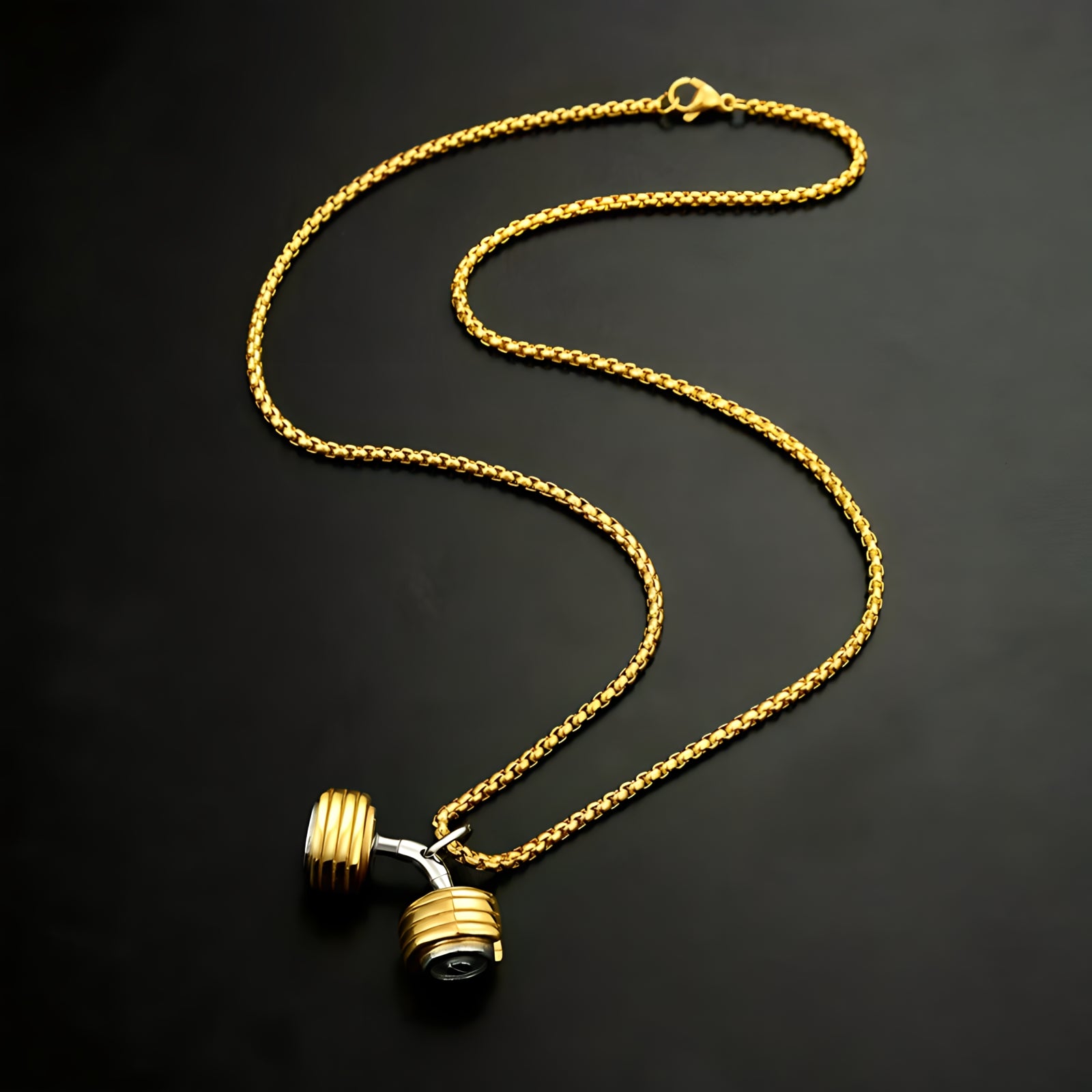 18k Gold Dumbbell Necklace